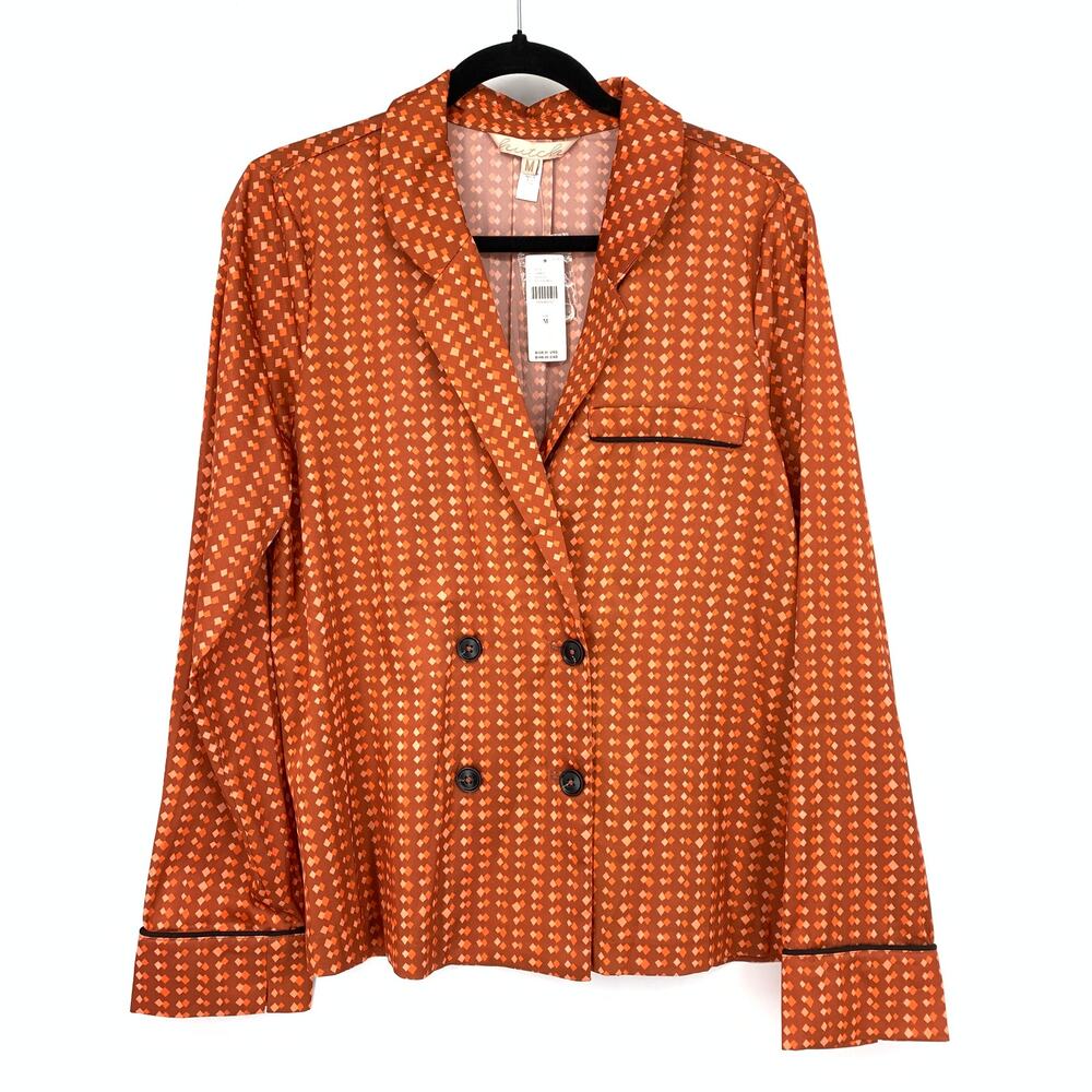 Anthropologie Hutch Rita Blazer Blouse Womens Size M Satin Double Breasted NEW